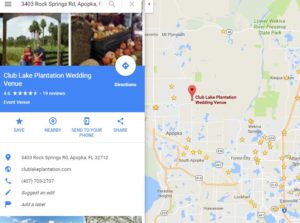 Club Lake Plantation Wedding Venue 3403 Rock Springs Road Apopka, FL 32712 View Map